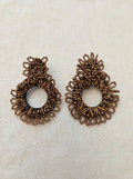 BRONZO - Orecchini Statement Cerchio Ricamato Bronzo Marrone