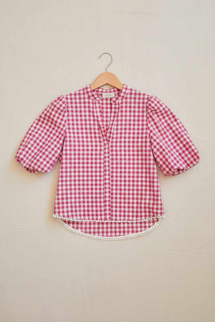 Camicia mezza manica vichy rosa