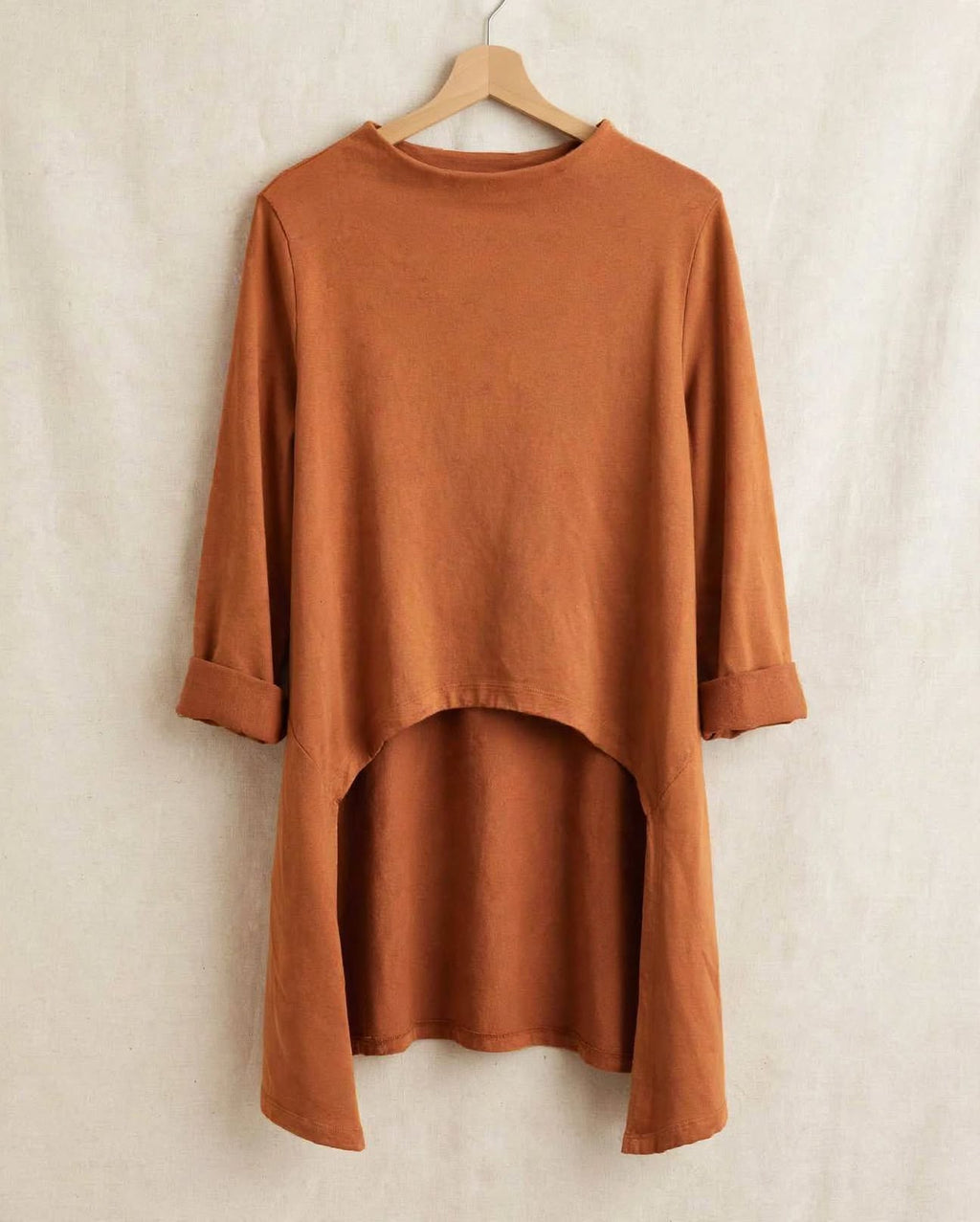 Felpa Asimmetrica High-Low in Cotone Elasticizzato - Vestibilità Ampia |