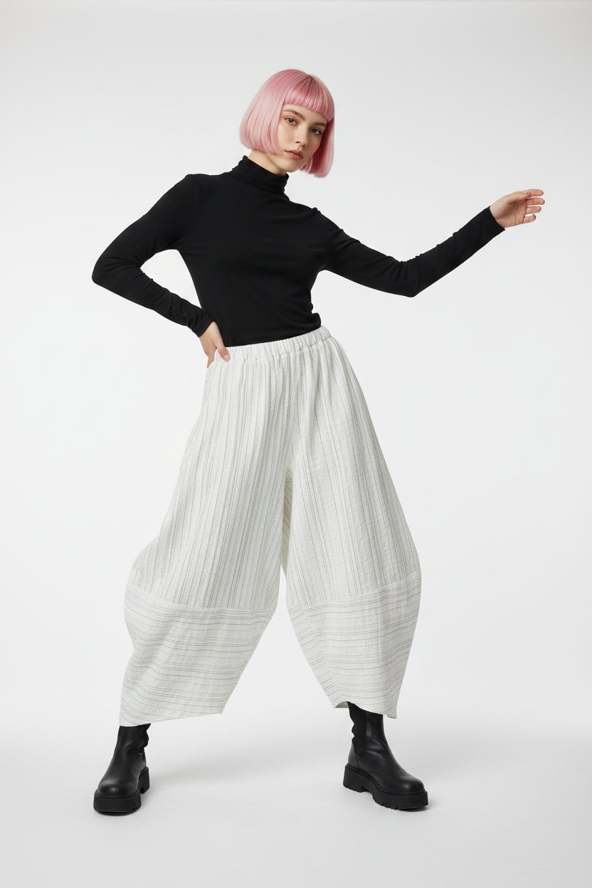 PANTALONI pijamas A RIGHE OVETTO BIANCO