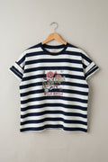T shirt righe con stampa