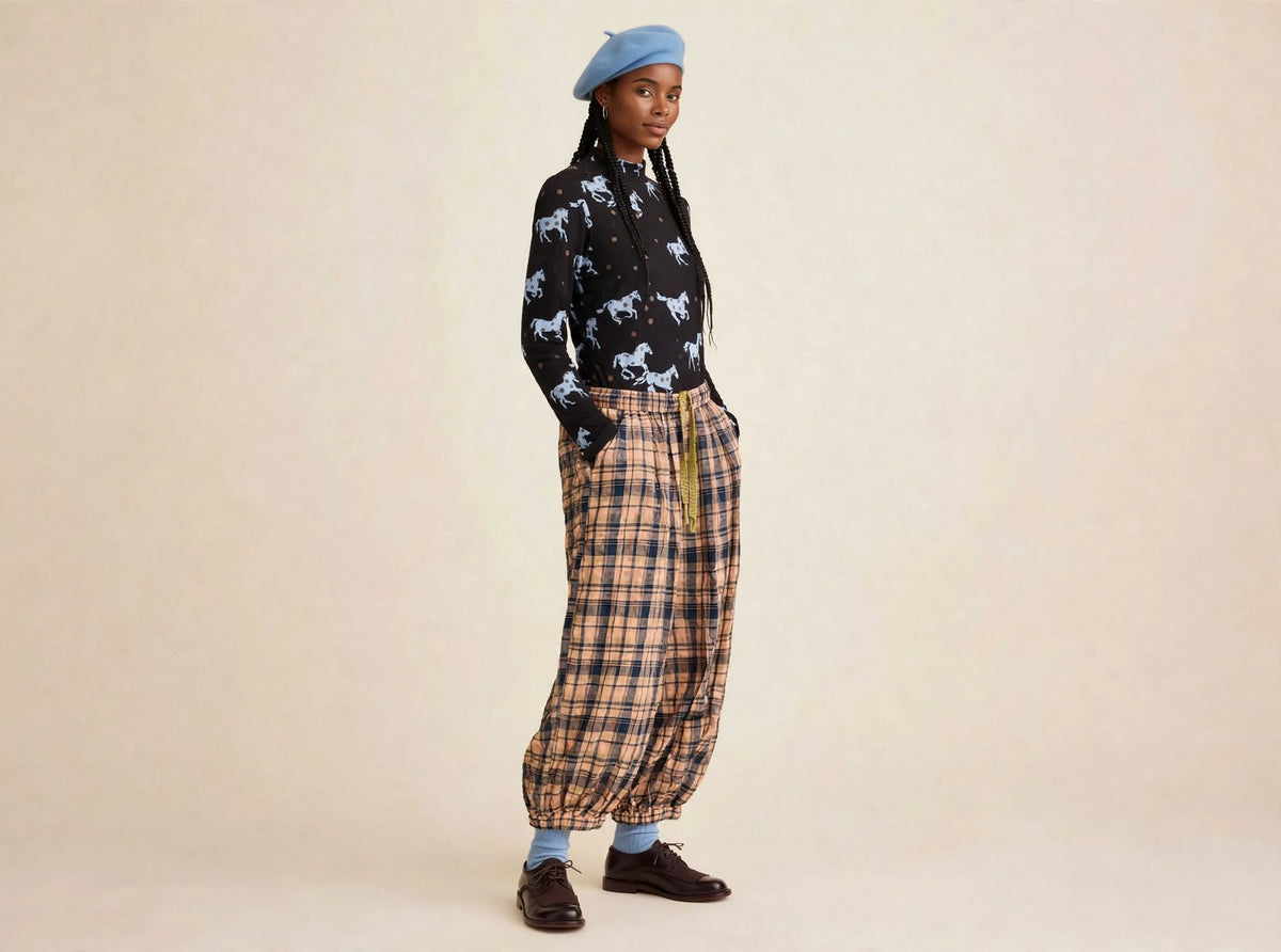 PLAID BALLOON PANTS