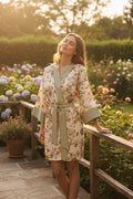 Duster coat con stampa floreale e cintura