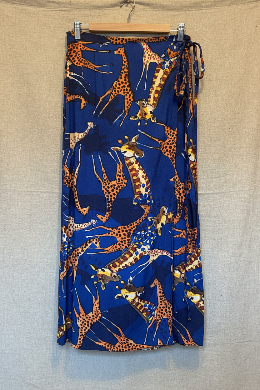 Gonna pareo giraffe blu