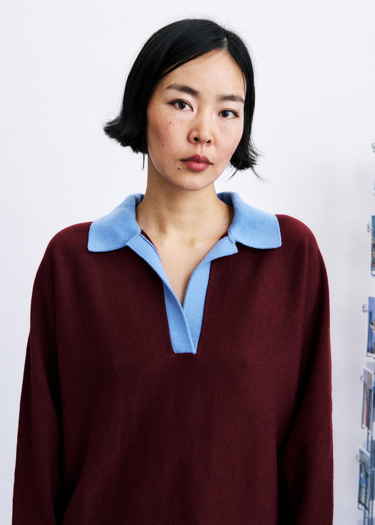 Maglione Polo Bicolor Bordeaux / Azzurro - Misto Lana