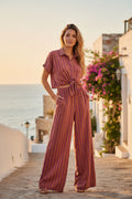 Camicia riga rosa con nodo