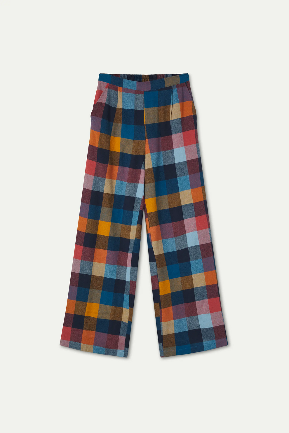 Pantaloni in 100% cotone quadri multicolore