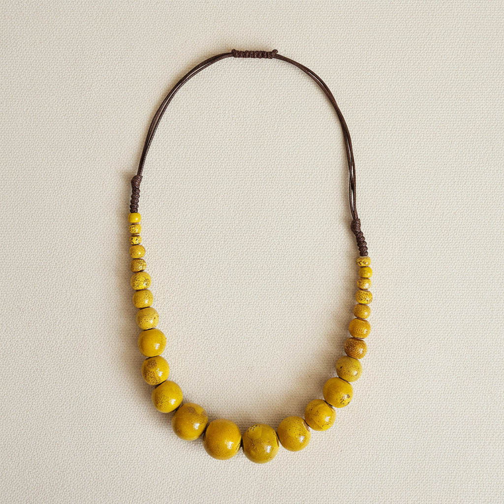 Collana " maia" in ceramica senape