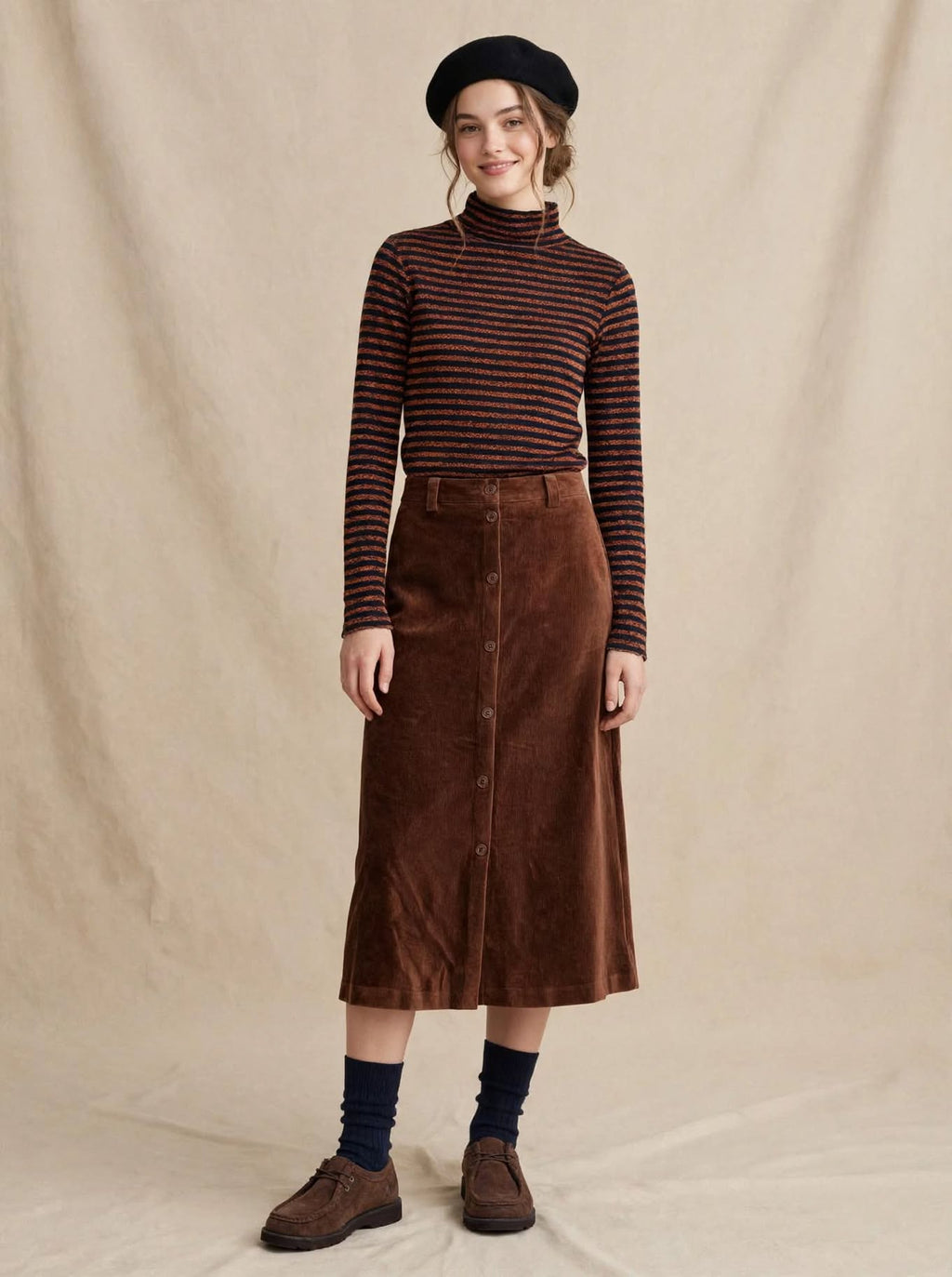 Maglia Collo Alto Lurex a Righe  bronzo e blu   Glitter