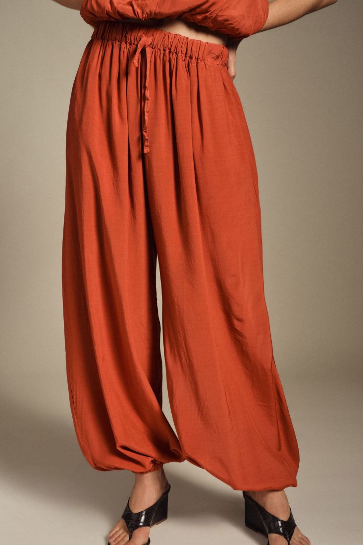 Pantaloni palazzo ampi con elastico e coulisse