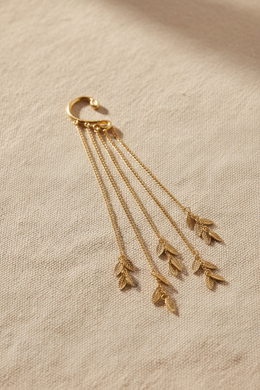 Ear cuff con serpente e foglie