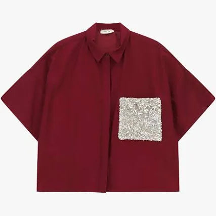 Camicia boxy con taschino brillantino