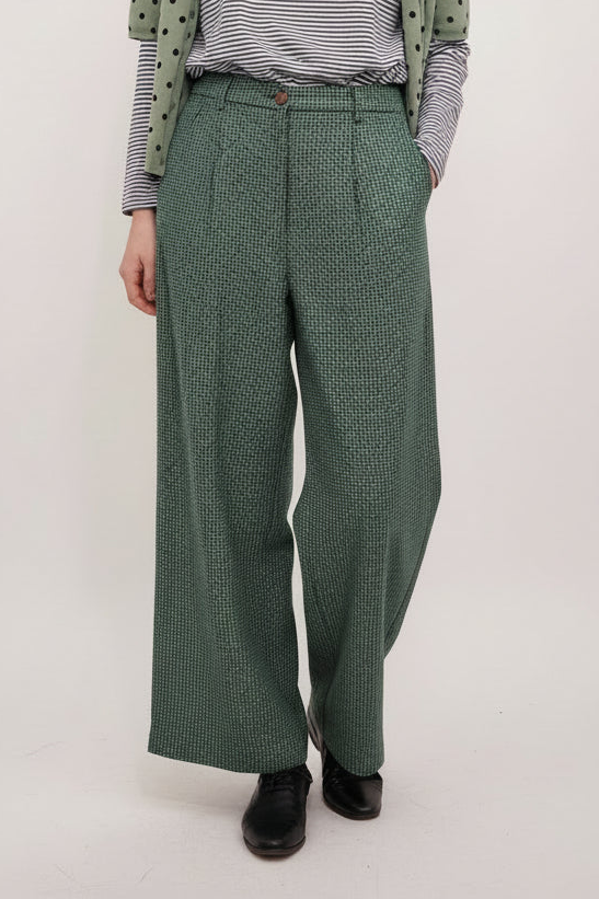 Green check pants