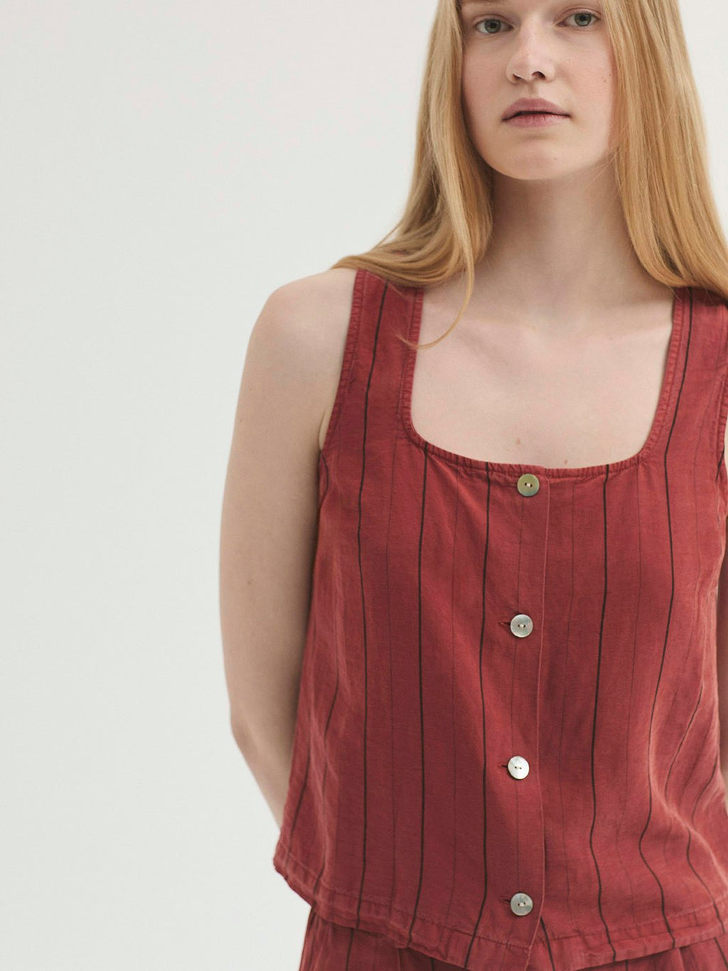 Top in Tencel overdye con righe