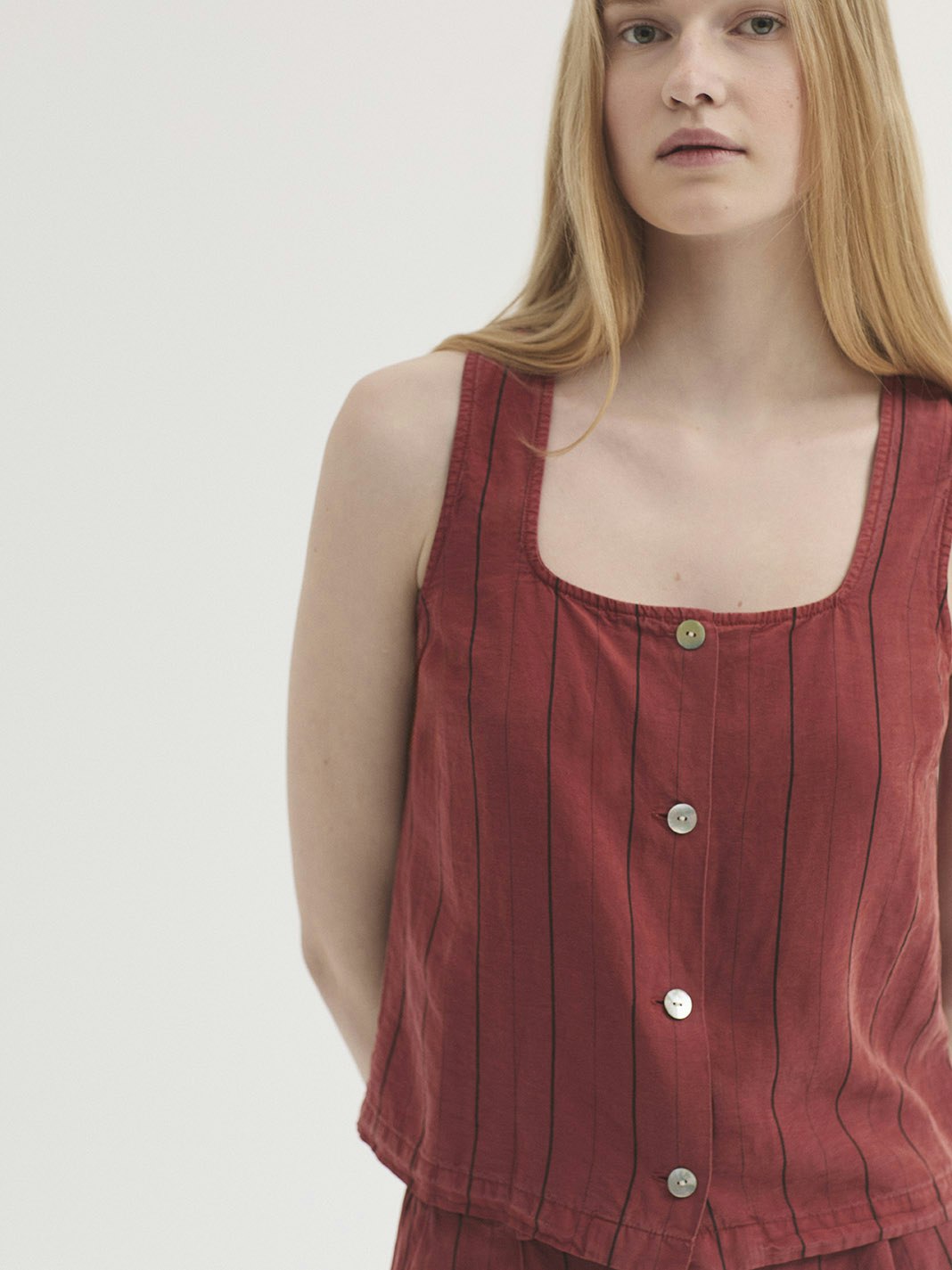 Top in Tencel overdye con righe