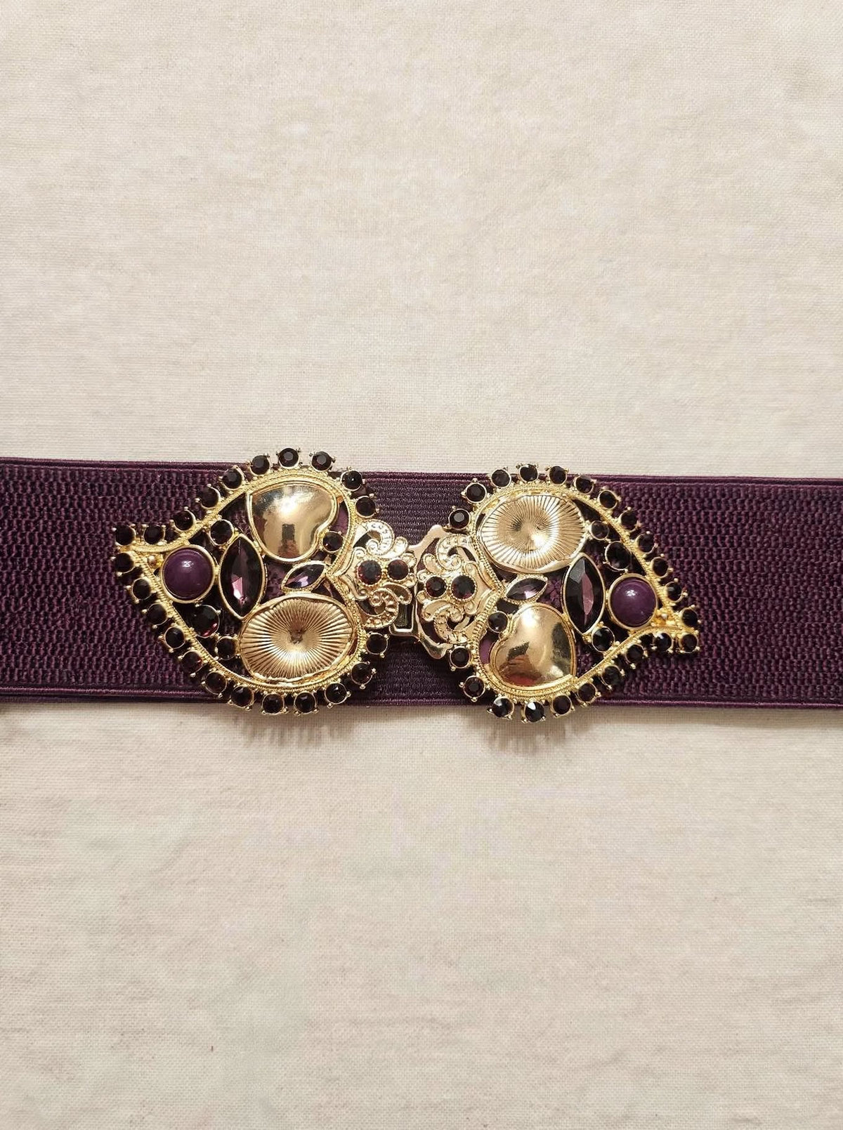 CINTURA ELASTICA BAROCCO AMETHYST - Prugna Bordeaux con Fibbia Gioiello Oro