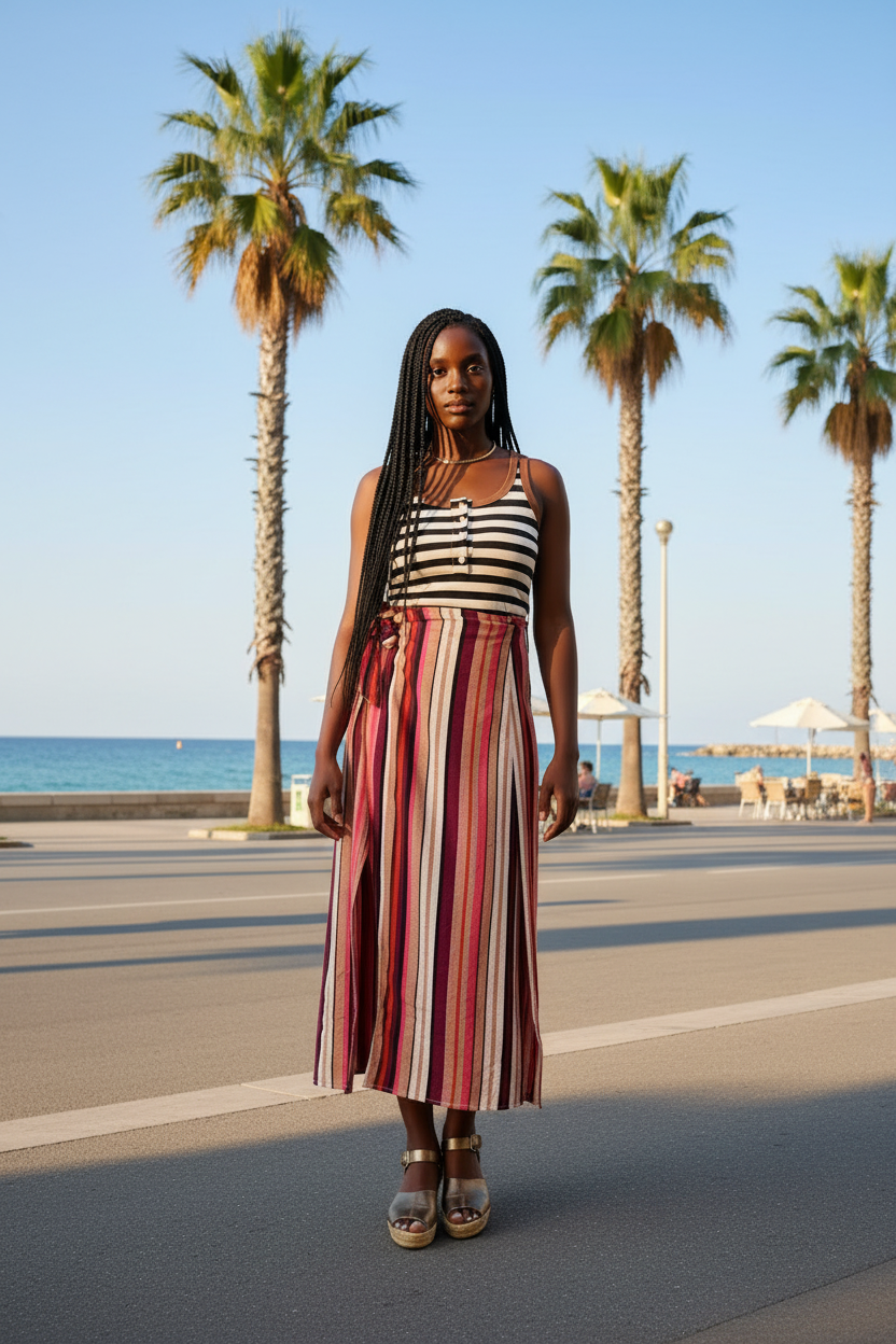 Strawberry stripe skirt
