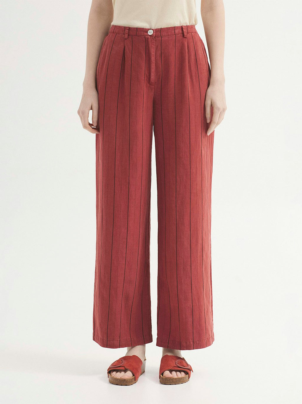 Pantaloni a righe in Tencel overdye
