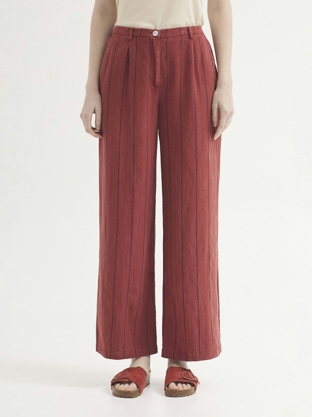 Pantaloni a righe in Tencel overdye