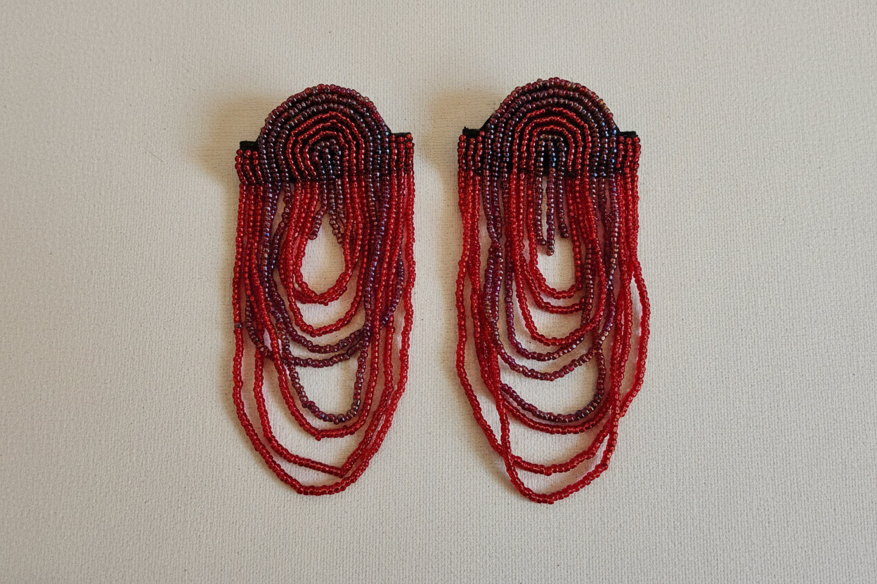 Handmade "boho red " earrings