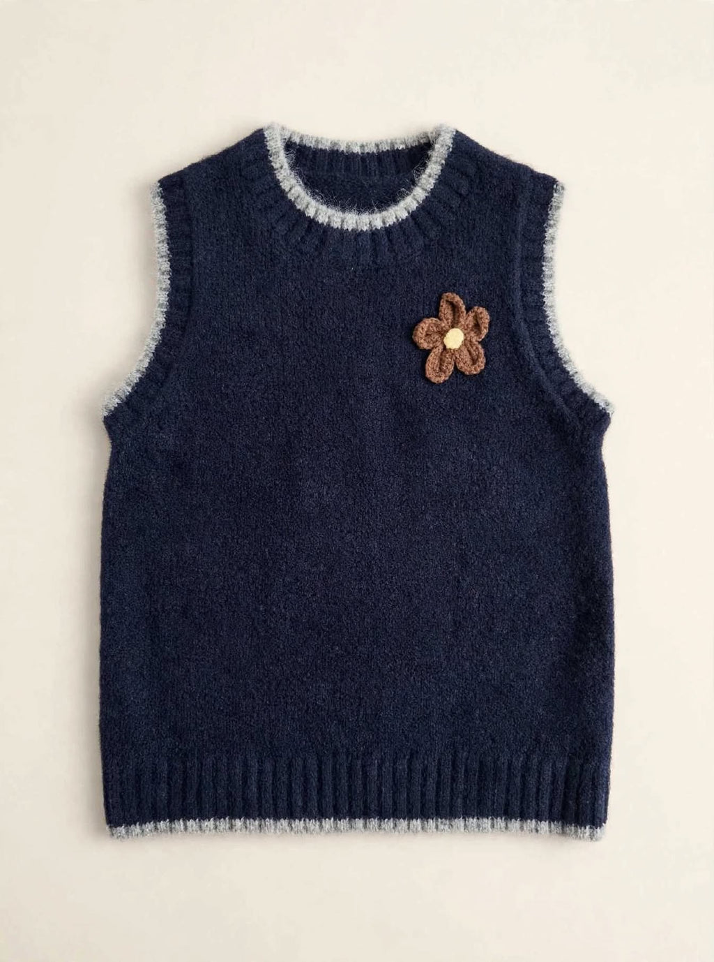 GILET FLEUR - Gilet in Maglia Morbida con Fiore