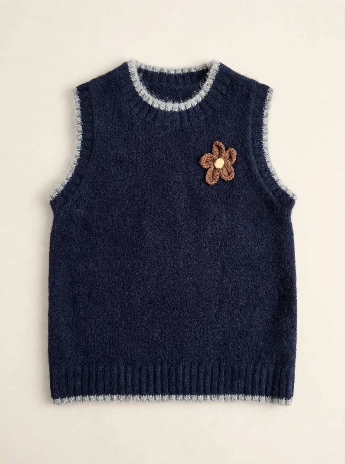 GILET FLEUR - Gilet in Maglia Morbida con Fiore