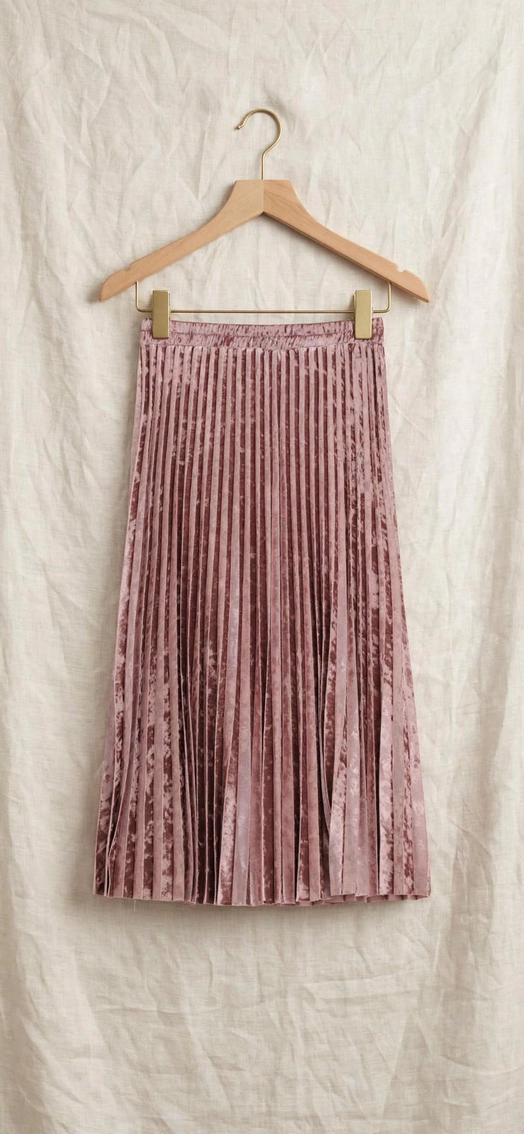 Gonna plissé midi rosa antico