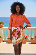 Camicia riga arancio/fuxia