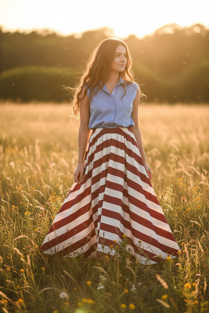 "Wine" Stripe Skirt