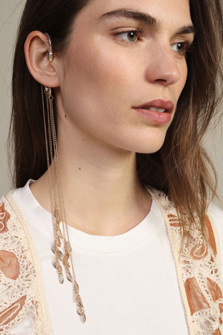 Ear cuff con serpente e foglie