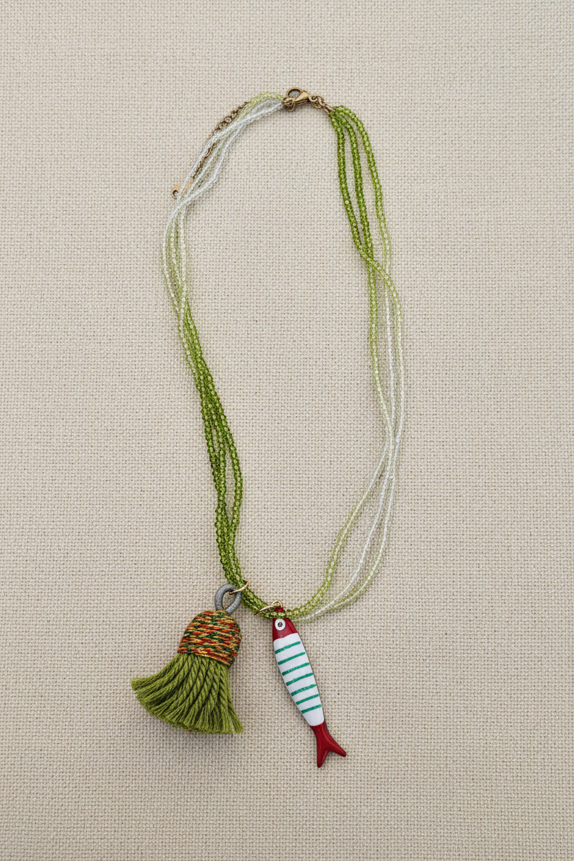Collana sardina nappina verde bicolor
