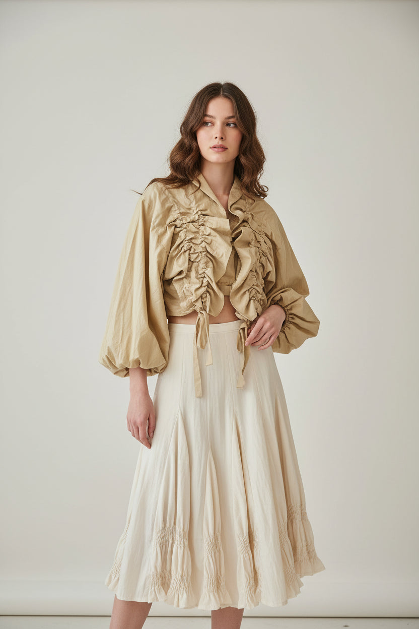 Giacca arricciata beige