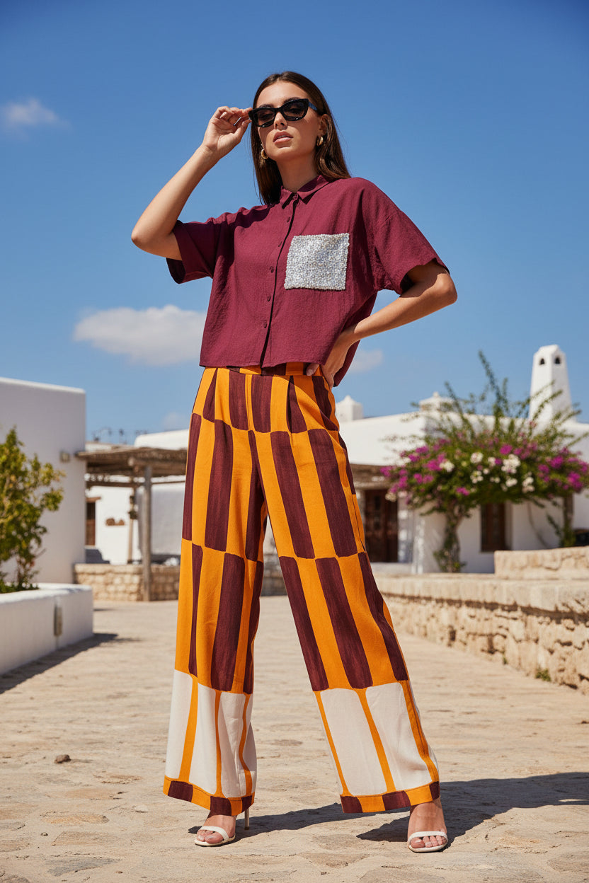 Pantaloni ampi a righe