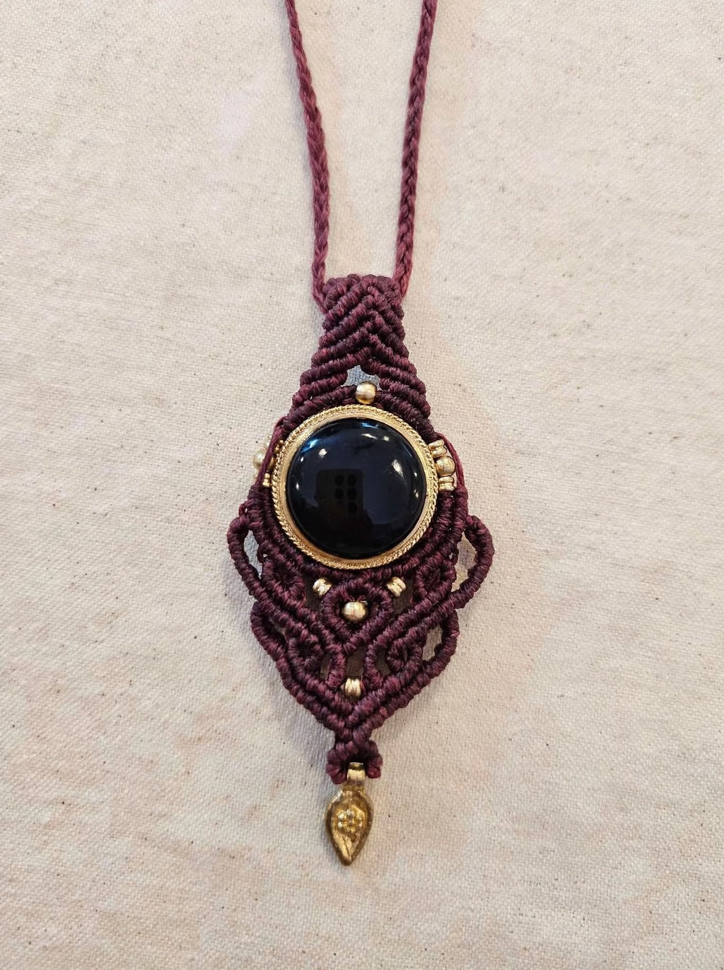 Collana Choker Micromacramè - Onice Nera - Fatto a mano