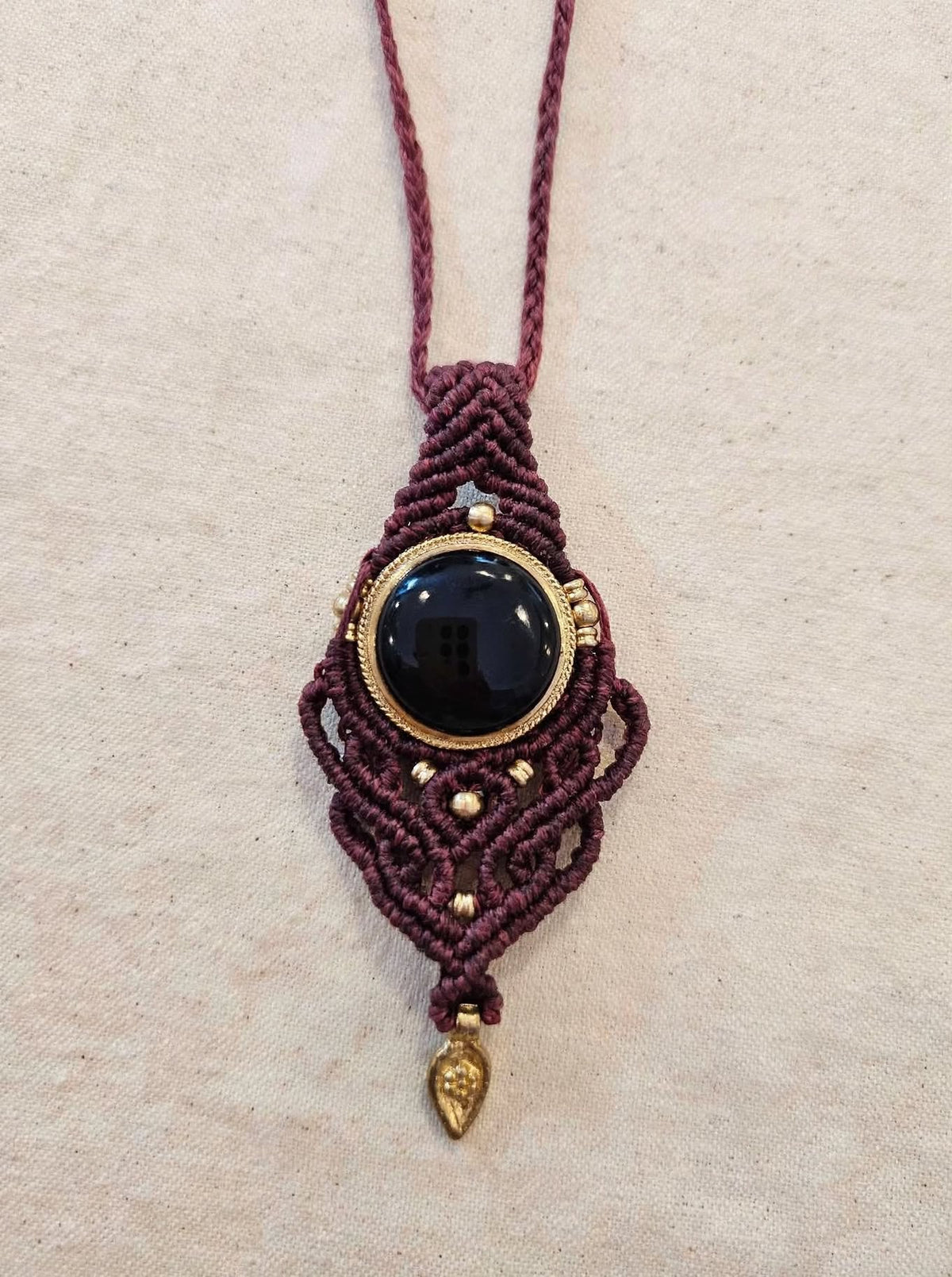Collana Choker Micromacramè - Onice Nera - Fatto a mano