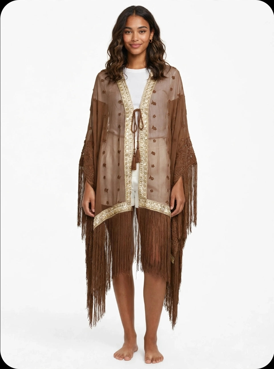 Poncho/Kimono con ricami