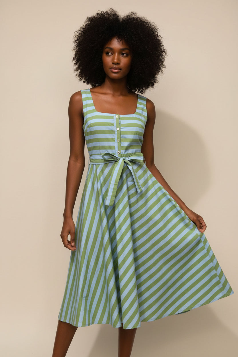 Stripes Turquoise Acid Green dress