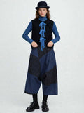 Pantalone Sarouel Patchwork Gea - Blu Notte / Antracite - Made in Italy