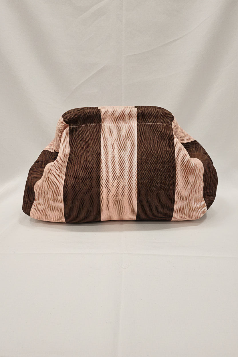Clutch righe rosa marrone