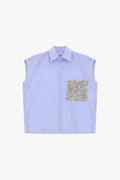 Camicia senza maniche con tasca paillettes