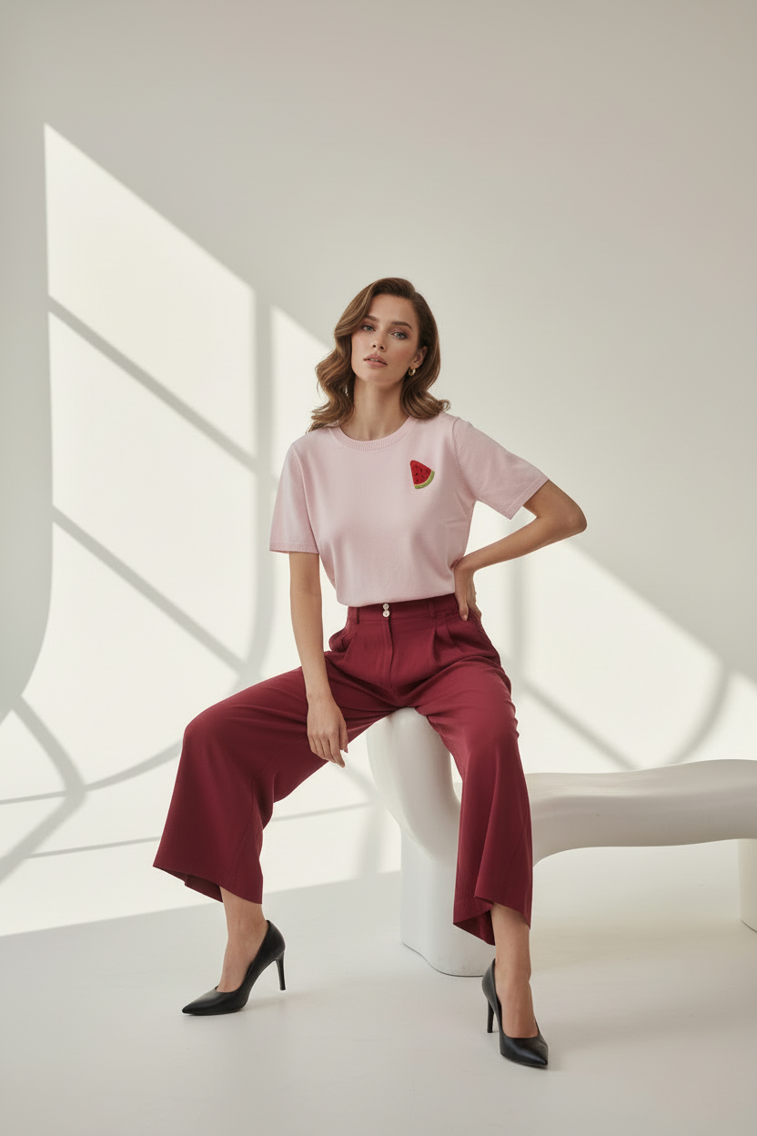 Red Tencel pants