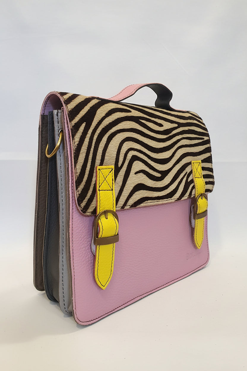 Borsa cartella rosa zebrata