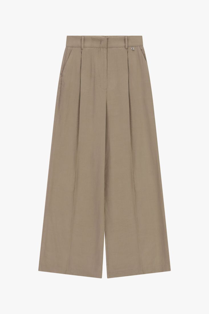 Pantaloni palazzo vita alta con pince frontali