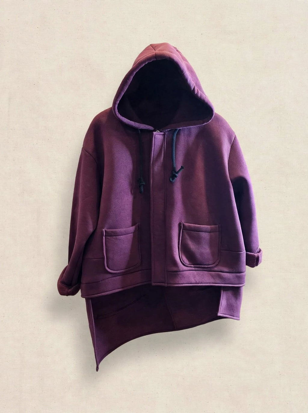 Felpa Oversize Cappuccio Asimmetrica - viola