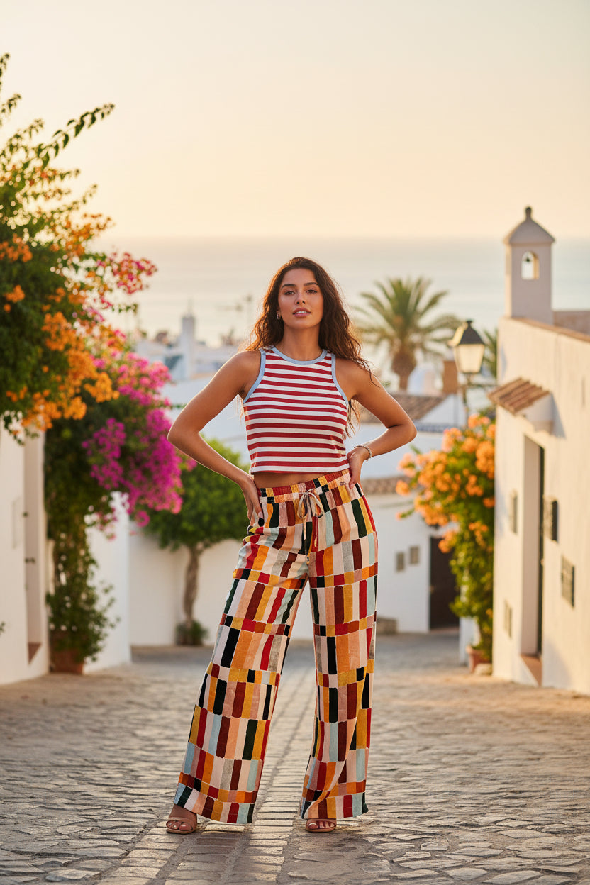 Pantalone palazzo fantasia