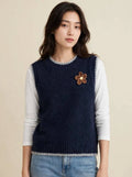 GILET FLEUR - Gilet in Maglia Morbida con Fiore