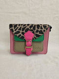 Soruka PINK SAFARI - Mini Borsa Giraffata Rosa, Verde e Tortora