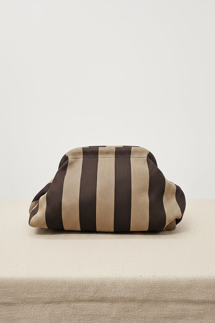 Clutch righe taupe marrone