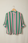 Camicia a righe con collo alla coreana