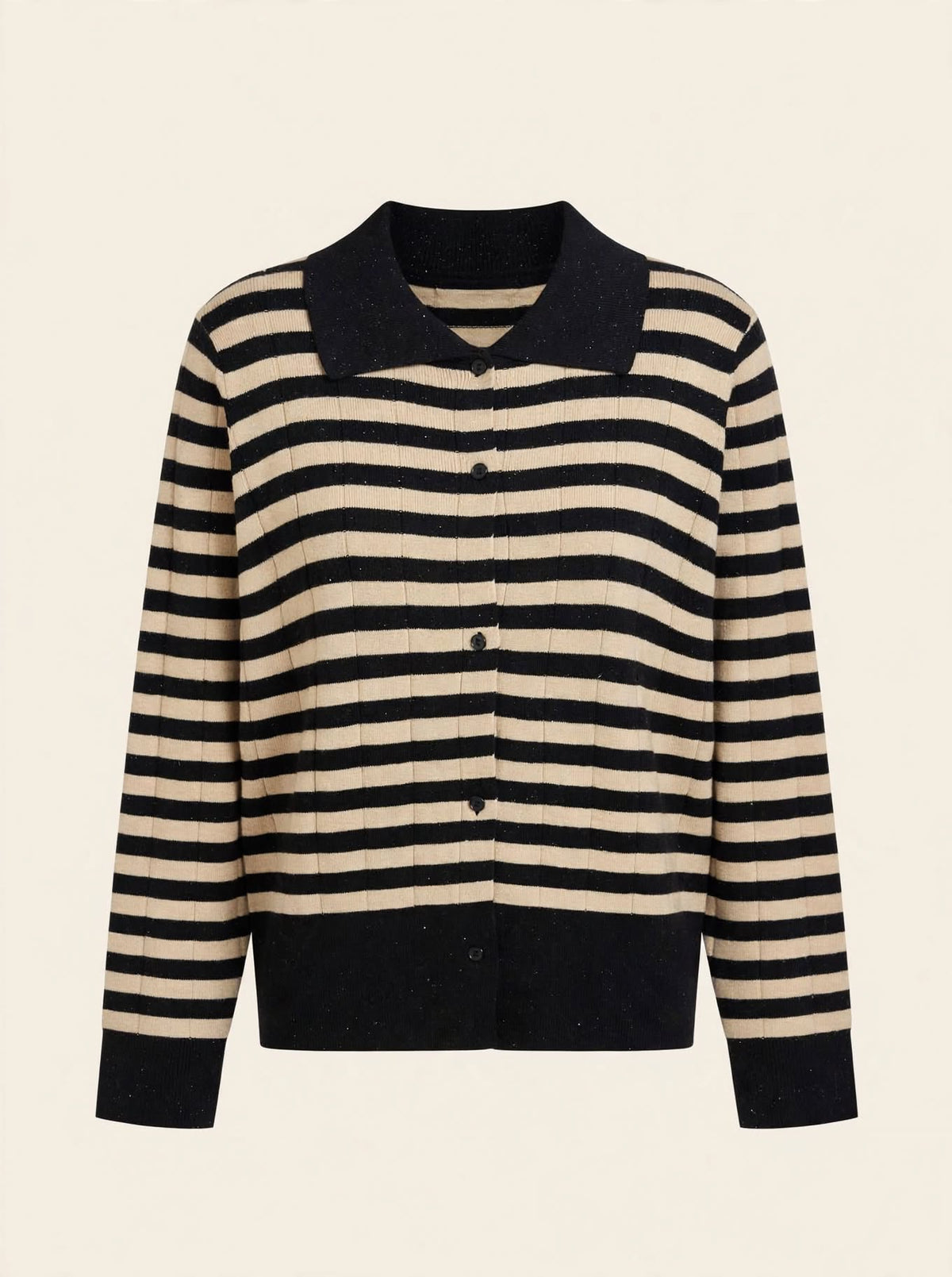 Cardigan Polo a Righe con Lurex